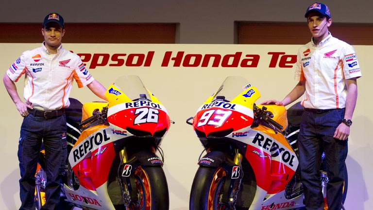 Honda presenta las nuevas motos de Pedrosa y M&aacute;rquez
