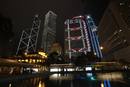 Hong Kongs central financial districts Bank of China Tower, Cheung Kong Centre, HSBC headquarters, Standard Chartered Bank and Legislative Council are pictured lighted up before Earth Hour
