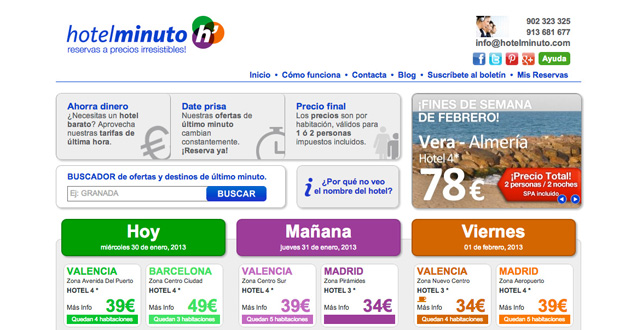 Hotelminuto, una apuesta por las reservas de &uacute;ltima hora