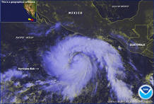 Hurricane Rick is seen south of Acapulco, Mexico in this NOAA satellite image taken October 16
