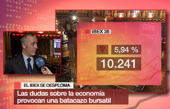 La Bolsa espa&ntilde;ola vive su mayor ca&iacute;da en catorce meses al perder un 5,94%