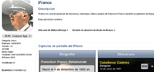 iFranco, la aplicaci&oacute;n sobre el dictador disponible en la Apple Store