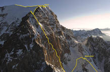 Esquema de la nueva v&iacute;a abierta en el Mont Blanc