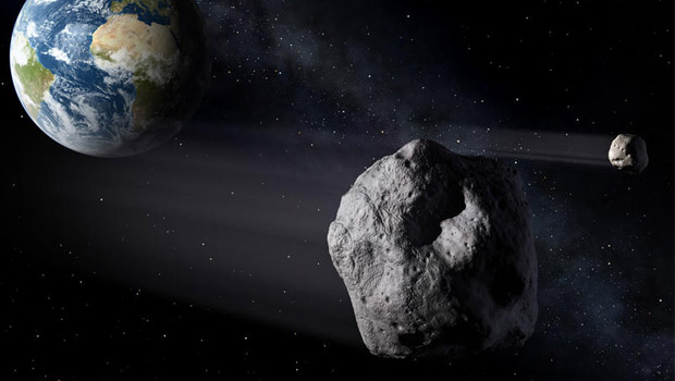 Ilustración recreando el paso del asteroide sobre la Tierra. Ilustración recreando el paso del asteroide sobre la Tierra.