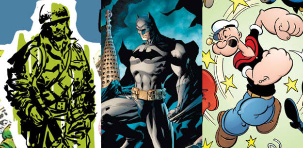 Ilustraciones de 'Hazañas bélicas', 'Batman' y 'Popeye'