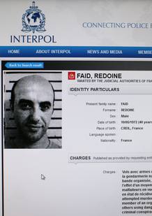Imagen de archivo de la ficha de Redouane Faid en Interpol