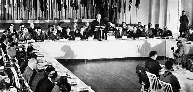Una imagen de la conferencia de Bretton Woods.