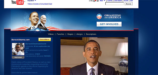 Imagen del canal de Barack Obama en YouTube
