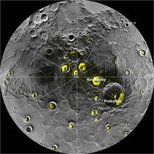 Una imagen del polo norte de Mercurio tomada en el Observatorio de Arecibo en Puerto Rico
