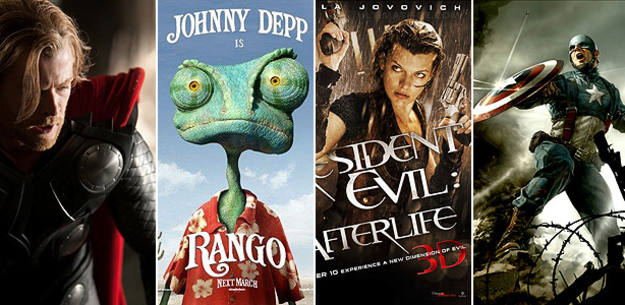 Im&aacute;genes de 'Thor', 'Rango', 'Resident evil 4' y 'Capit&aacute;n Am&eacute;rica'