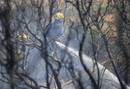Un bombero trabaja para extinguir uno de los fuegos en el incendio de Girona.