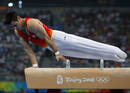 Ivan San Miguel of Spain competes in the mens qualification pommel horse during the artistic gymnastics competition at the Beijing 2008 Olympic Games