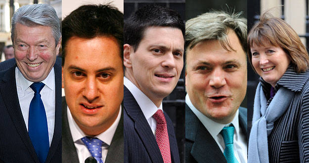 De izquierda a derecha: el ministro del Interior, Alan Johnson; el titular de Medio Ambiente, Ed Miliband; el ministro de Exteriores David Miliband; el titular de Educación Ed Balls y la número dos del partido, Harriet Harman. De izquierda a derecha: el ministro del Interior, Alan Johnson; el titular de Medio Ambiente, Ed Miliband; el ministro de Exteriores David Miliband; el titular de Educación Ed Balls y la número dos del partido, Harriet Harman.