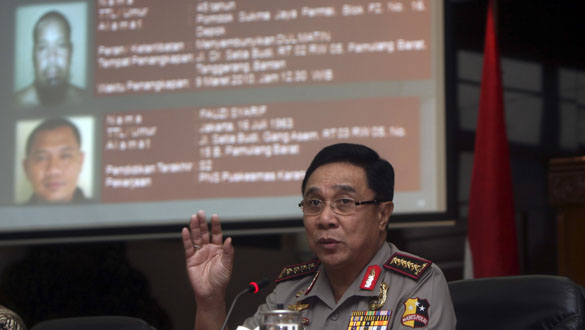 El jefe de la polic&iacute;a de Indonesia durante la rueda de prensa