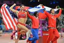 Jennifer Suhr, oro, Yarisley Silva, plata y Elena Isinbayeva, bronce, en la final de salto de p&eacute;rtiga Londres 2012