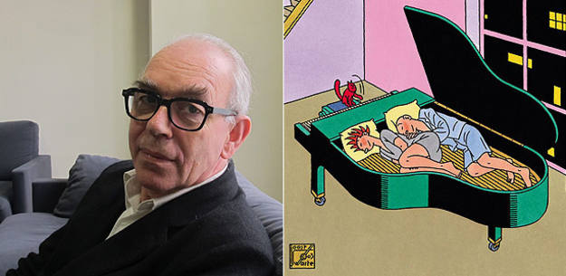 Joost Swarte en el Salón del Cómic de Barcelona y fragmento de una de sus páginas Joost Swarte en el Salón del Cómic de Barcelona y fragmento de una de sus páginas