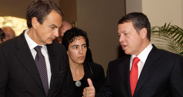 Zapatero, con el rey Abdal&aacute; en Am&aacute;n.