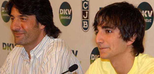 Jordi Villacampa, presidente del DKV Joventut, junto a la joven promesa Ricky Rubio