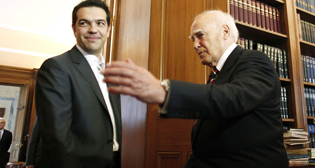 Tsipras, l&iacute;der del Syriza, con el presidente griego.