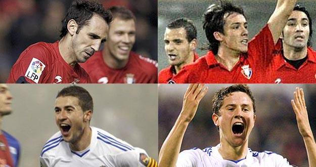 Juanfran y David López, en su etapa osasunista, y Gabi y Ander Herrera, durante su tiempo zaragocista. Juanfran y David López, en su etapa osasunista, y Gabi y Ander Herrera, durante su tiempo zaragocista.
