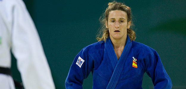 La judoca espa&ntilde;ola Leire Iglesias tras perder con la holandesa Edith Bosch.