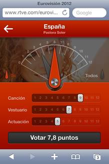 Juega Eurovisi&oacute;n: pantalla de votaci&oacute;n