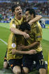 Spains Guiza celebrates his goal with team mate during Euro 2008 semi-final against Russia in Vienna