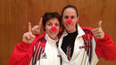 Las jugadoras del Rivas Ec&oacute;polis Eelisa Aguilar y Amaya Valdemoro con la nariz roja.