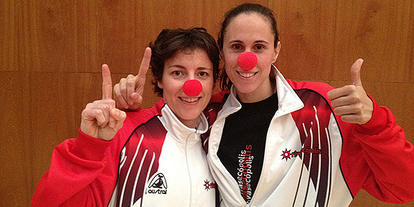Las jugadoras del Rivas Ecópolis Eelisa Aguilar y Amaya Valdemoro con la nariz roja. Las jugadoras del Rivas Ecópolis Eelisa Aguilar y Amaya Valdemoro con la nariz roja.