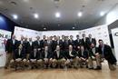 Los jugadores de la selecci&oacute;n espa&ntilde;ola de balonmano posan durante la rueda de prensa ofrecida esta tarde en Madrid.