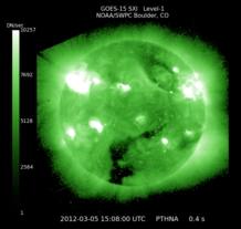 Imagen difundida por NOAA de la última llamarada solar