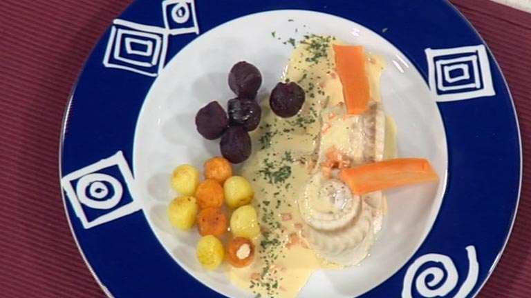 Lenguados rellenos en salsa de turrón y menta Lenguados rellenos en salsa de turrón y menta