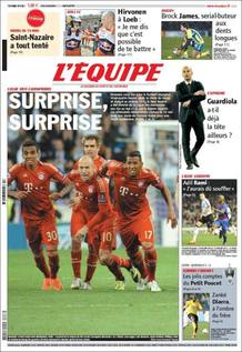 "Sorpresa, sorpresa", es el titular del principal diario deportivo franc&eacute;s, que muestra a los jugadores del Bayern celebrando su clasificaci&oacute;n tras el &uacute;ltimo penalti convertido por los alemanes.