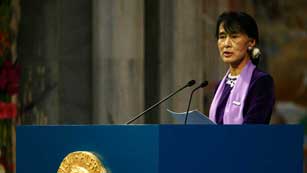 Ver v&iacute;deo  'La l&iacute;der opositora Aung San Suu Kyi ha aceptado su Premio Nobel de la Paz'