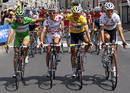 Los l&iacute;deres de las 4 categor&iacute;as de este Tour08: Freire (regularidad), Gerolsteiner (monta&ntilde;a), Sastre (general) y Andy Schleck (mejor ciclista joven).