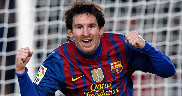 Lionel Messi celebra uno de sus cuatro goles ante el Valencia.