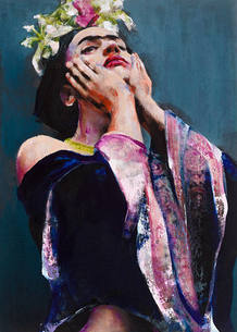Retrato de Frida Kahlo expuesta en la Opera Gallery de Londres