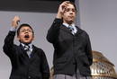 Los ni&ntilde;os del Colegio de San Ildefonso Johan Fern&aacute;ndez y Mar&iacute;a Jos&eacute; Posligua cantan el n&uacute;mero 58.268, que ha sido agraciado con el Gordo de Navidad, dotado con cuatro millones de euros por serie,