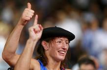 Maider Unda celebra su bronce en lucha.