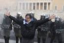 a man shouts during a huge anti-austerity demonstration in Athens Syntagma square