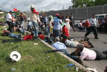 Manifestaci&oacute;n en el aeropuerto de Honduras
