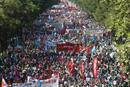 Manifestantes en la marcha minera
