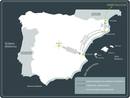 Mapa de Espa&ntilde;a, con el itinerario y fechas de los sucesivos traslados del tesoro art&iacute;stico evacuado, con indicaci&oacute;n de los cambios de la sede del Gobierno de la Rep&uacute;blica.
