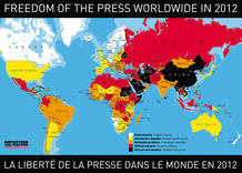 Mapa de la libertad de prensa en el mundo, seg&uacute;n Reporteros sin Fronteras