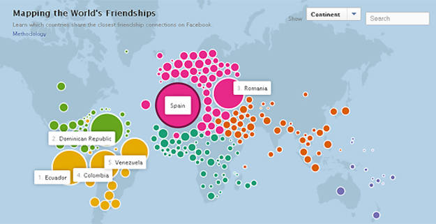 Facebook lanza el mapa de las amistades 'on-line' a trav&eacute;s de su red social