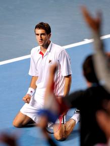 Cilic celebra su triunfo sobre el argentino y su pase a cuartos de final.
