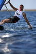La regatista espa&ntilde;ola Marina Alabau,que compite en la categor&iacute;a RS:X, durante la jornada de entrenamiento ,en la bah&iacute;a de la Villa Olimpica de Weymouth, Reino Unido.