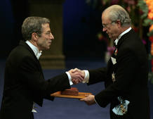 S. Maskin of the U.S. receives the joint 2007 Nobel Prize in Economics from Swedish King Carl XVI Gustaf at the Concert Hall in Stockholm S. Maskin of the U.S. receives the joint 2007 Nobel Prize in Economics from Swedish King Carl XVI Gustaf at the Concert Hall in Stockholm