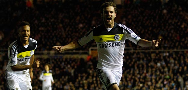 Chelsea's Mata celebrates his goal against Birmingham City during their FA Cup fifth-round replay soccer match in Birmingham