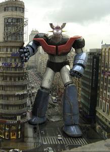 Mazinger Z en la Gran V&iacute;a. Imagen en 3D creada por Jos&eacute; Manuel Li&eacute;bana